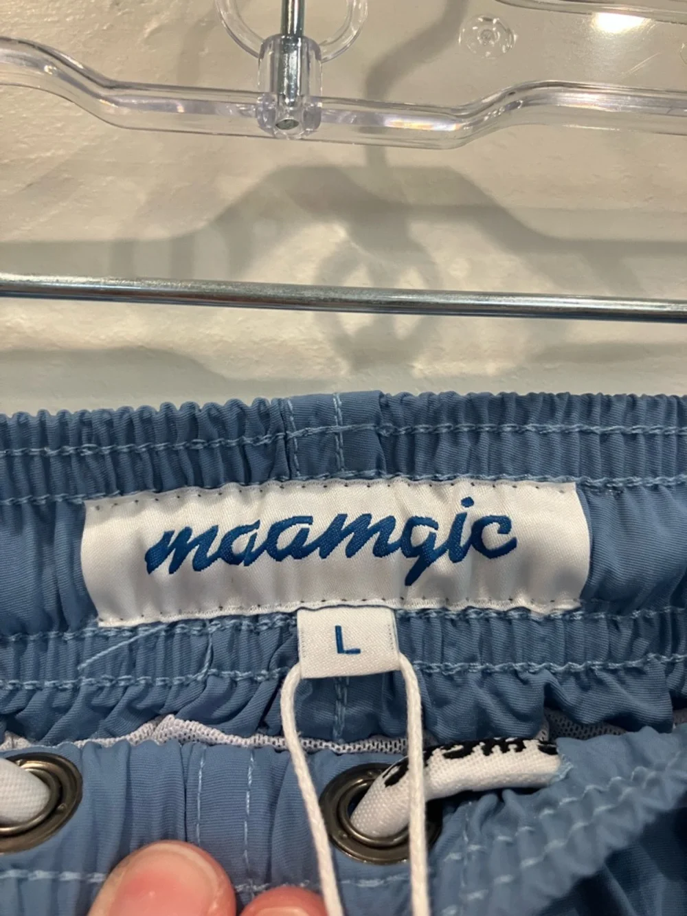 Maamgic Men's Light Blue Swim Trunks with Drawstring